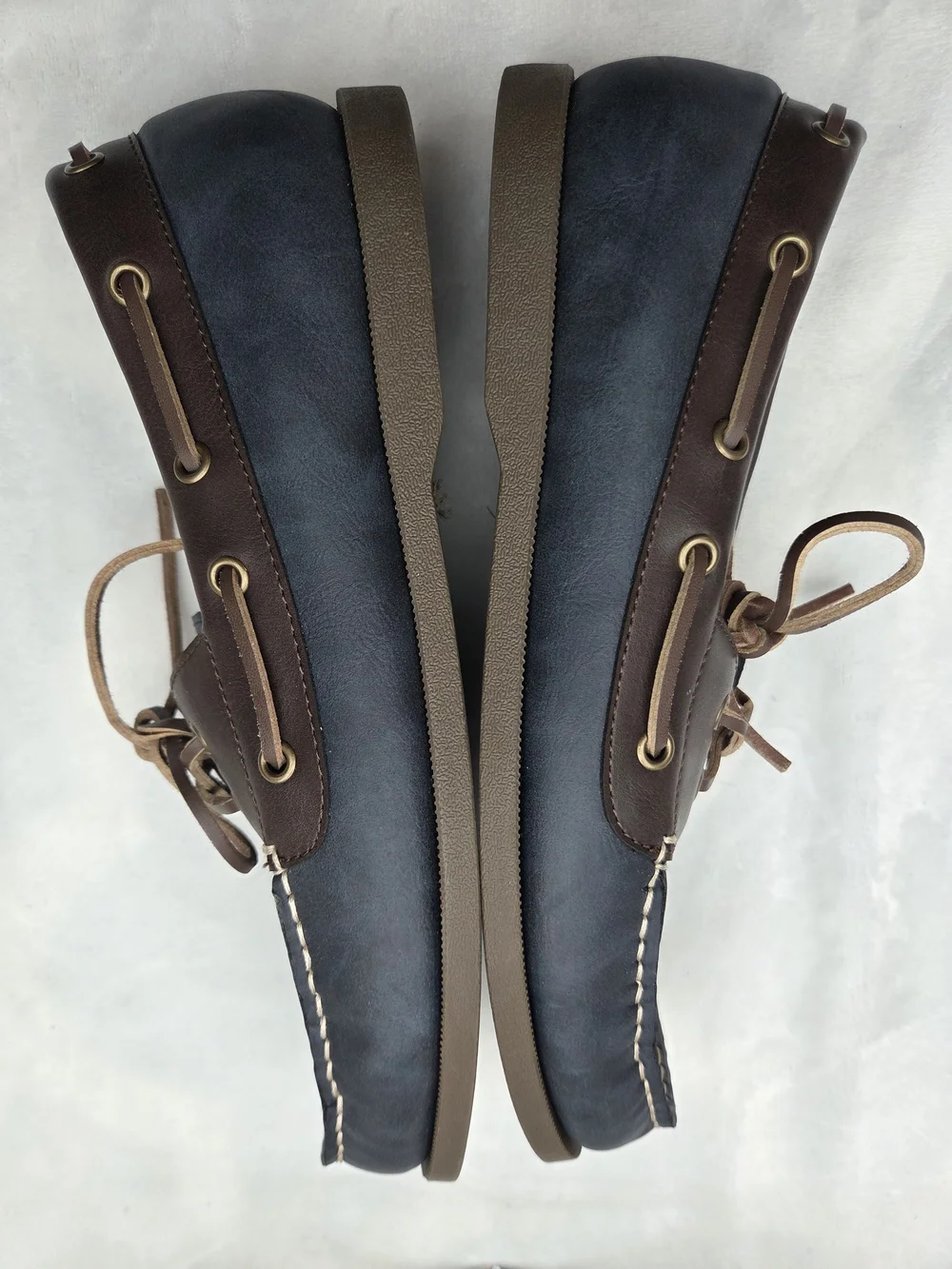 Tommy Hilfiger Men's Boat Shoes Navy Brown Leather Lace Up Loafers US 10 EU 43